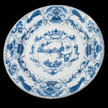270 271 265 Blue and White Cup and Dish, China, 19th/20th century, the cup, upturned bellshape with slightly flared rim, resting on a raised foot, the exterior decorated in two rows with riders on