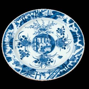 266 Small Blue and White Dish, China, 19th/20th century, with eight-lobed flanged rim, the interior decorated with a floral roundel in a double ring to the well below a diaper band around rim with