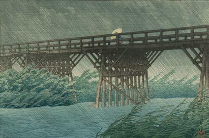 $2,000-3,000 460 460 Kawase Hasui (1883-1957), Snow at Koshigaya, Japan, February 1935, published by Watanabe, signed and sealed on the print, titled and dated in the left margin, publisher s D-seal