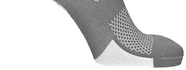 Thanks to silver ions inserted in the knit, the fabric also boasts exceptional antibacterial properties. SPECIFICALLY DEVELOPED THICKNESS The fabric is thicker around the ankle han around the foot.