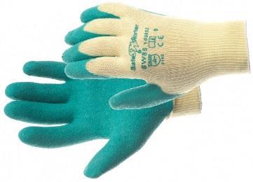 2 EN388 470234 Latex glove 470236 Latex glove Knitted ecru polyester base Knitted ecru pol/cotton base Laminated orange latex palm coating Laminated green latex