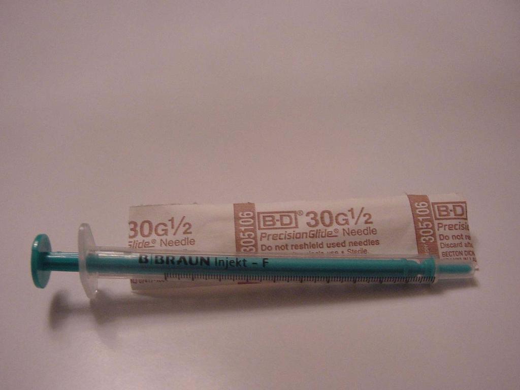 Botox/Dysport Preparation 1 cc syringes Insulin syringe with preattached 30 guage needle vs.