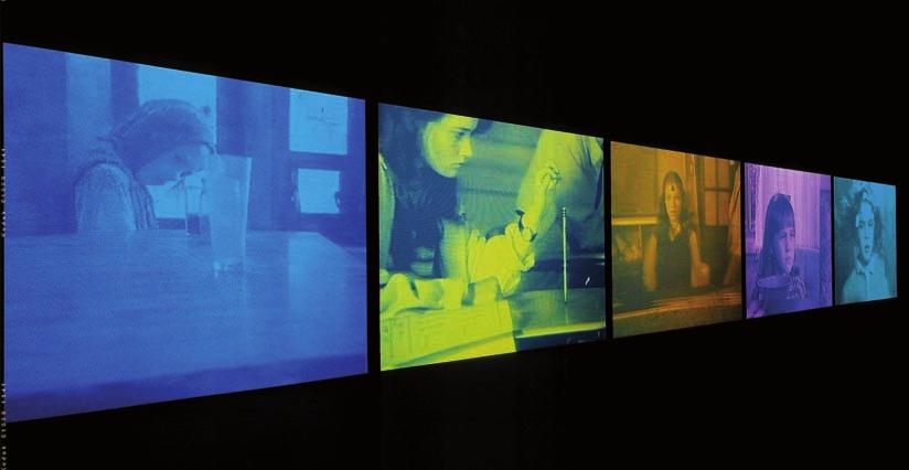Psi Girls, 1999 Video installation: 5 synchronised programmes, 5 projections, colour with stereo sound, real-time audio
