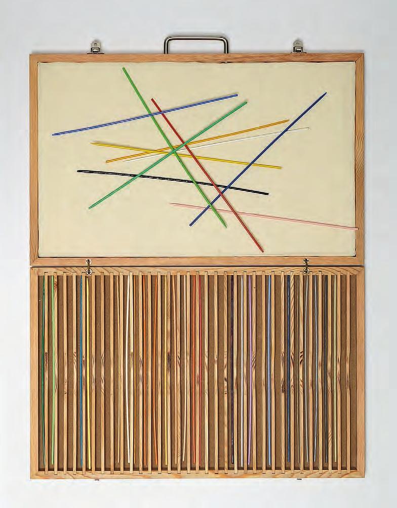 ABRAHAM CRUZVILLEGAS Autoconclusión, 2015 For Parkett 97 Wooden briefcase, with 34 bamboo wood sticks in 34 different