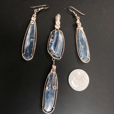 #1 Kyanite Pendant Set Kyanite pendant and earring set