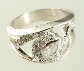 $400 - $500 Lot # 459 459 14K White Gold & Diamond Ring.