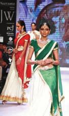 Forum Parekh and Raina Bhansali presented their Statement collection, opening their segment with the Canvas of Nature that had shoulder dusters and a matching cuff decorated with a leafy design, they