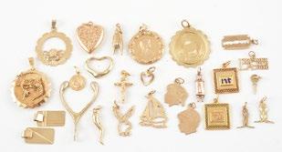 religious pendants, 5 heartshaped pendants one of which set with a pearl and a