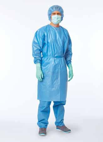 Polyethylene-Coated Gowns Recommended for: Decontamination, ICU, Endoscopy, GI Lab Material tested against ASTM F1670 for blood and bodily fluid penetration Neck and side ties Available with elastic