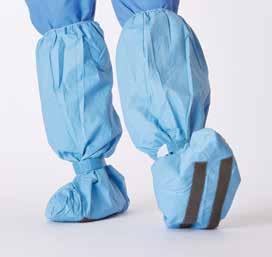 Knee-High Boot Covers Premium breathable material tested against viral penetration per ASTM F1671 Blue laminate material tested against blood and bodily fluids per ASTM F1670 and