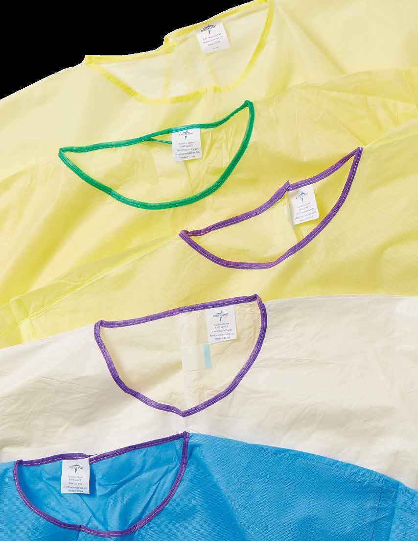 AAMI Level isolation gowns are color-coded by neck binding
