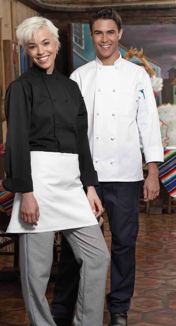 <classic Knot Chef Coat> One of the finest chef coats on the market today. It s artfully constructed with 10 knot buttons and proudly worn by chefs everywhere.