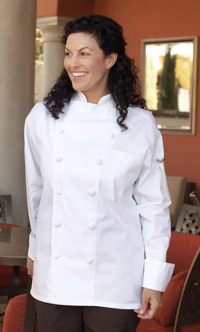 <Master Chef> 100% Egyptian cotton - 5.25 oz. One of our finest chef coats. Luxurious Egyptian cotton and 12 hand-rolled buttons make the Master Chef coat extremely comfortable in any kitchen.