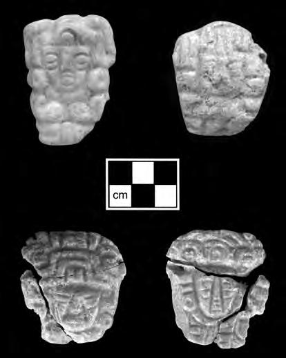 G. Braswell & S. Gibbs The ceramics tentatively suggest a Terminal Classic date. Figure 10. Carved jade pendants from the Burial 8/4 tomb.