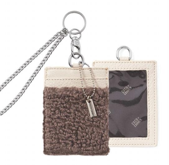 HOLDERS BELLA BADGE WITH KEY FOB WRISTLET Vegan Leather, Acrylic, Faux Persian Sherpa and Plated Metal Hardware $6.50/PC Min. 3 3.25 W x 4.25 H x 0.25 D Window display area: 2.25 W x 3.