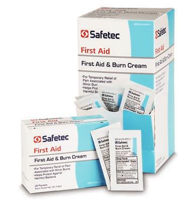 53404 First Aid & Burn Cream 0.9g pouch (bulk) 2,000 cs. 53405 First Aid & Burn Cream 0.9g pouch (25 ct. box) 36 cs. 53410 First Aid & Burn Cream 0.9g pouch (144 ct. box) 12 cs.