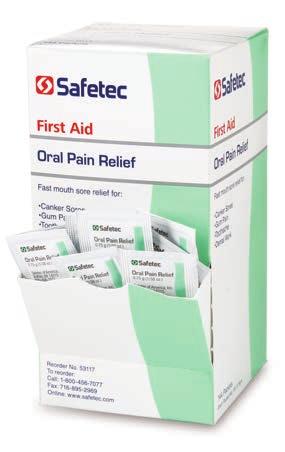 Oral Pain Relief Provides fast mouth sore relief for canker sores, gum pain, toothache, dental work, cheek bites, denture irritation and minor irritation or injury of the mouth and gums.