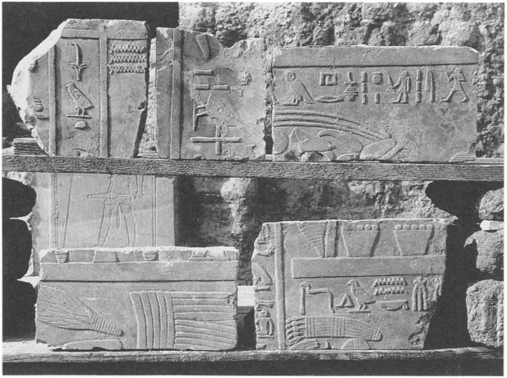 Instead of the universally seen short curly wig worn by Hatshepsut's offering bearers, the Nespakashuty reliefs show at least four different types of wigs: short plain, horizontally stepped,