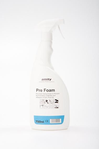 11 CLEANERS - PRETREATMENT PreFoam AMJ90TP 750ml Post-Op Spray Foam Ideal for keeping soiled instruments moist preventing bio-burden from adhering to surfaces prior to decontamination The