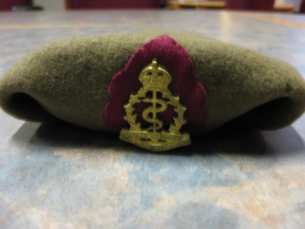 MCM788 HEADDRESS, BERET, ARMY, WITH RCAMC CAP BADGE Beret with RCAMC cap badge (Queens Crown, other rank)