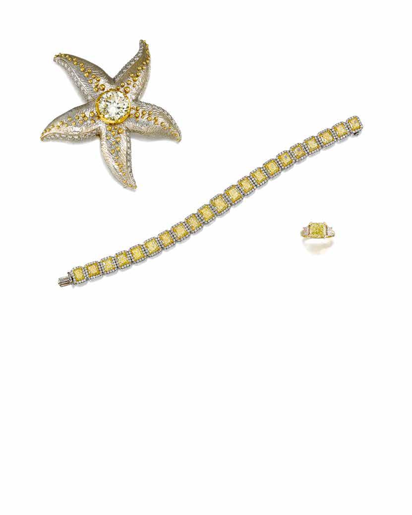 103 104 105 PROPERTY OF A ROYAL FAMILY 103 A GOLD AND DIAMOND BROOCH designed as a starfish, centering a round brilliant-cut diamond, weighing 12.