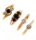 One with hallmarks for London. Total weight 9.3gms. 180-260 683 685 A selection of 9ct gold gem-set rings.