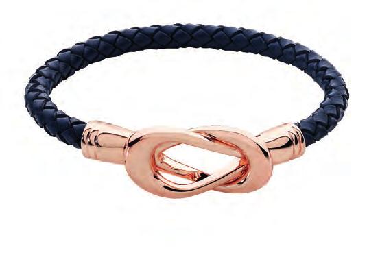 genuine leather, with a unique rose gold knot feature. The knot is actually the clasp!
