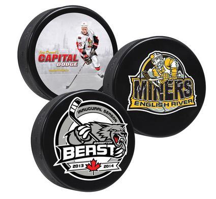 Hockey Pucks Description: Large 2.5 inches print area Official size and weight. 4 colour process digitally printed, single side printing.