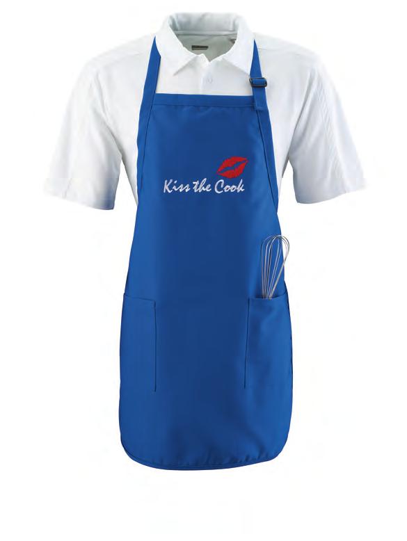 4350 22"W x 30"L Call for pricing aprons MEDIUM LENGTH APRON WITH POUCH 4250 MEDIUM APRON WITH POUCH 2060 65% polyester/35% cotton twill 1-inch