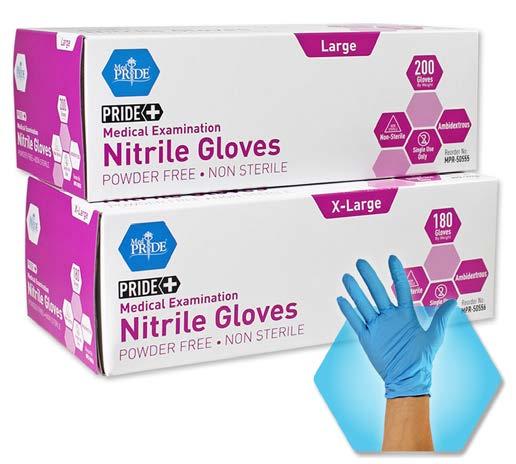 D. D. Nitrile Medical Examination Gloves Comfortable, purple nitrile exam glove with textured fingertips and a thicker material for extra protection.