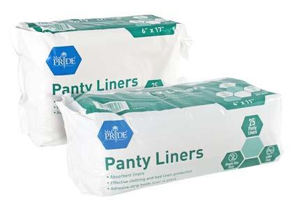 F. Panty Liners Highly absorbent and effective clothing and bed linen