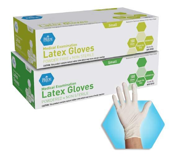Latex Medical Examination Gloves High quality, puncture resistant latex examination glove with a smooth external finish and beaded cuff for comfort and durability. Low protein count.