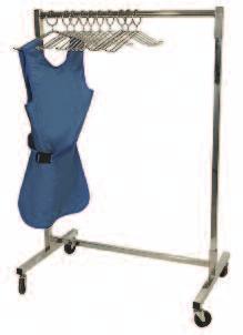 24"W x 51"L x 50"H Double-rod base offers extra support for heavy aprons Locking casters 110 lbs.