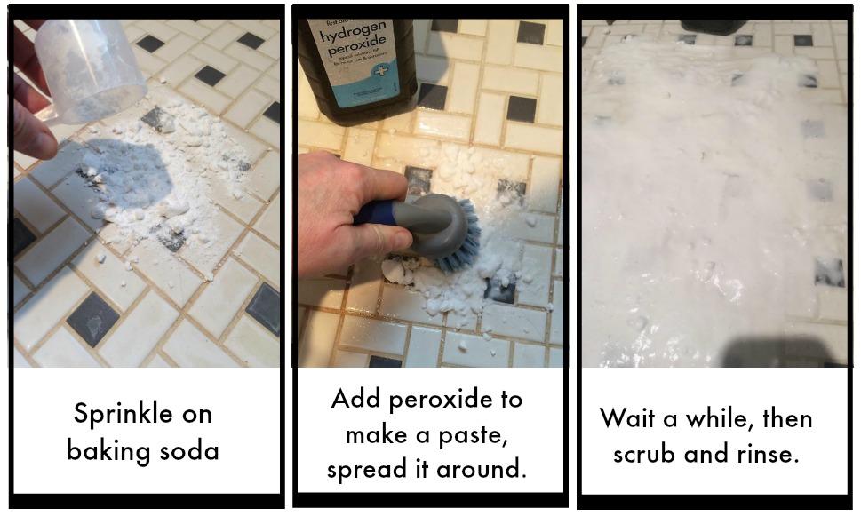 If you can t find any, try Amazon. Sprinkle the area with baking soda, then spritz with peroxide and wait. OR make a paste with the soda and peroxide and apply to the area.