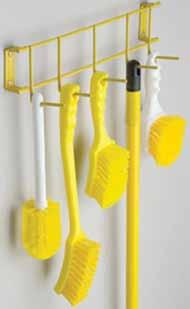 Colour Coded Aluminum Brush Rack Hang brushes on a rack in their colour-coded zone to maintain bristles for cleaning effectively.
