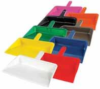 12½ L x 11½ W x 2 H 56605 56604 56606 56603 56602 56609 56601 56607 56608 Plastic Dust Pan This hand-held rubberized dust pan is durable, will not rust, corrode or dent.