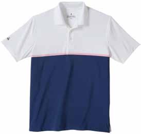 50 (574317) BR2133 Thin Simple Stripe Performance Polo 94% polyester and 6% spandex jersey.