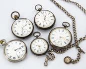 A collection of Victorian and later pocket watches, including a silver half hunter with damaged front cover, and others also AF, together with a brass pocket compass marked US