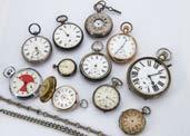 302. A collection of twelve 20th century pocket watches, including a gold plated half hunter, two smiths example, a Services, two Ingersoll examples and more, AF (12) 50-100 JEWELLERY 303.