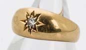 An Edwardian 18ct gold signet ring, having an old cut in gypsy setting, hallmarked Chester 1908, 4.