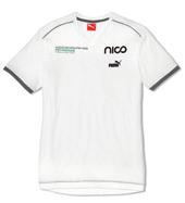 1 2 3 1 MEN S SCHUMACHER T-SHIRT, MOTORSPORT White. 100% cotton. V-neck. Anthracite-coloured piping on shoulders. Michael Schumacher and various sponsor logos printed on front.