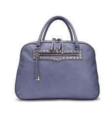 TRAVEL 1 2 3 1 HANDBAG Lilac-coloured Italian leather. Stud trim. Zipped main compartment. Mobile phone pocket and other inside pockets, one zipped. Strap with snap hook for attaching 