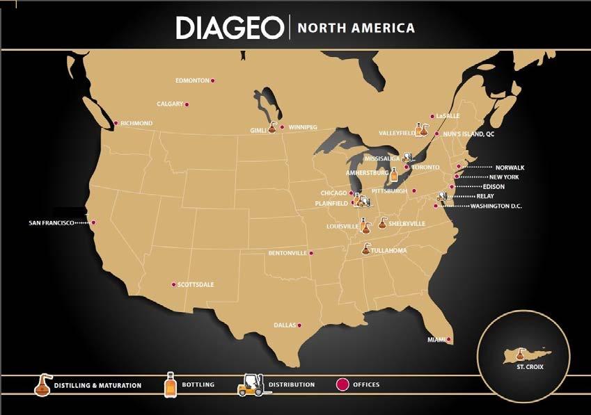 DIAGEO NORTH AMERICAN FOOTPRINT Our North America headquarters is in Norwalk, CT. Across the U.S.