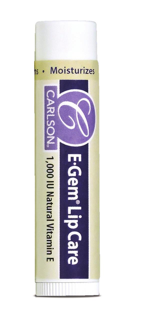 Body & Bath E Gem E-Gem Lip Care 1,000 IU Natural Vitamin E Softens lips while locking in moisture All-natural ingredients Free of parabens, phthalates, and PABA No artificial dyes or scents Made in