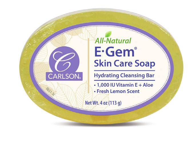Carlson Body & Bath for Kids E Gem E-Gem Skin Care Soap 1,000 IU Natural Vitamin E + Aloe Hydrating cleansing bar Fresh, natural lemon scent Free of parabens, phthalates,