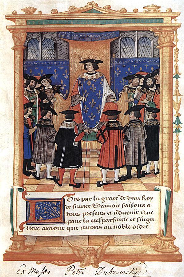 King Louis XI enthroned School of Étienne Colleault(?