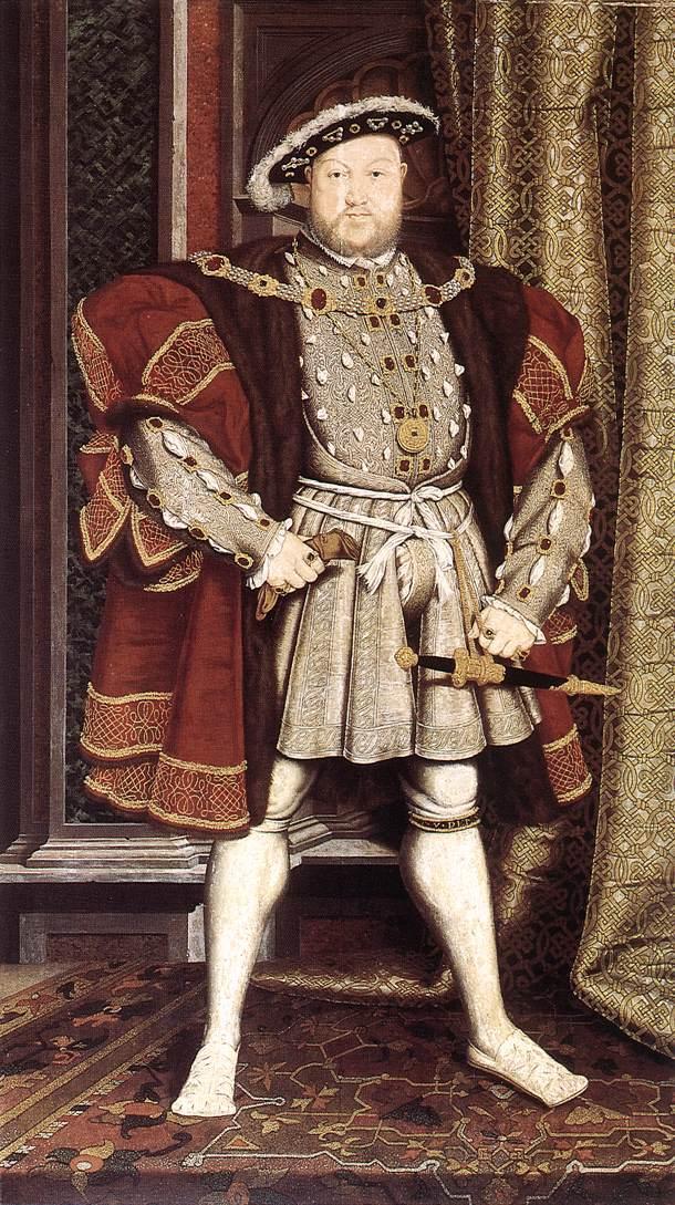Henry VIII, copy after Hans Holbein the Younger. c.1537 The original mural was destroyed. An original sketch also survives.