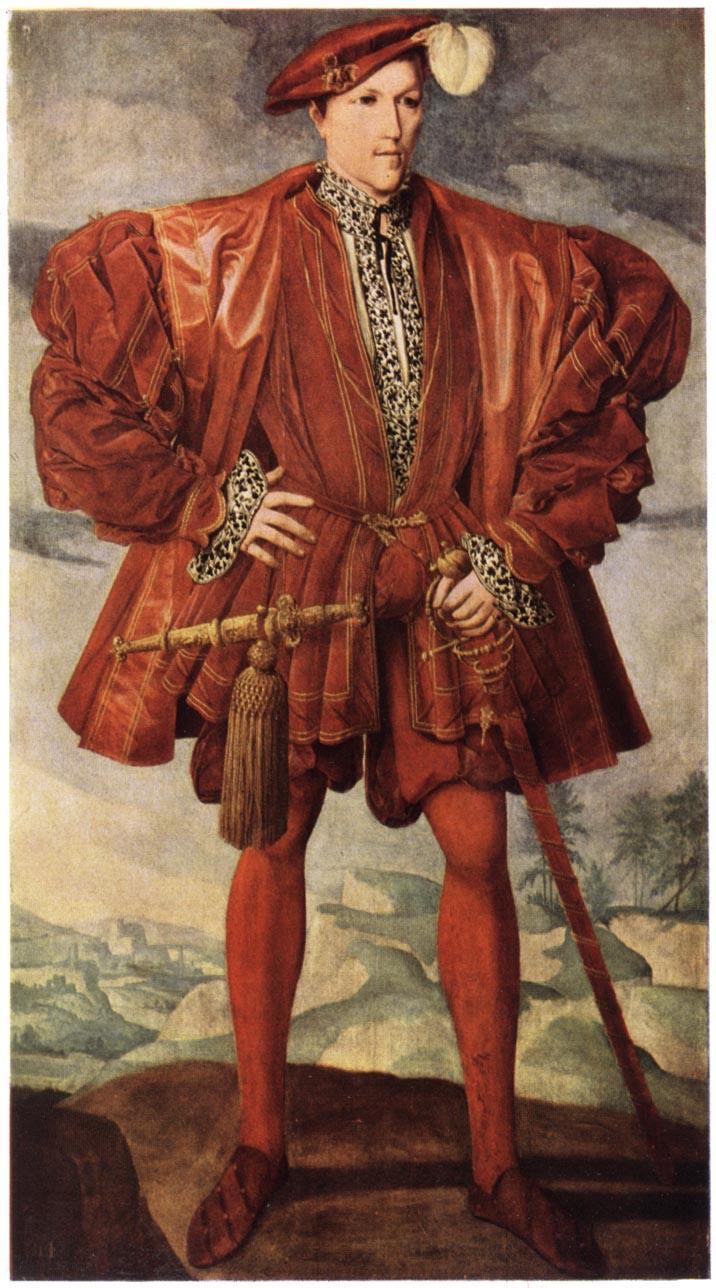 Unknown Man in Red Dated 1520-50, but it seems later rather than earlier in style. Flemish artist unknown. This style is similar in some ways to Henry VIII, and in other ways is different.