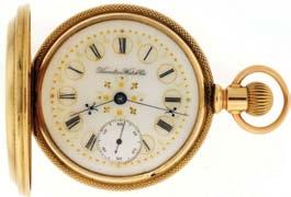 2g TW, c1915, with Hamilton leather covered, silk and velvet lined box. $1200-$1500 1048 Elgin Watch Co.