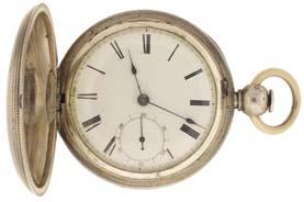 double sunk white enamel dial, blued steel spade and whip hands, serial #16186572, 79.6g TW, c1910. $700-$900 1064 Boston Watch Co., Waltham, Mass.